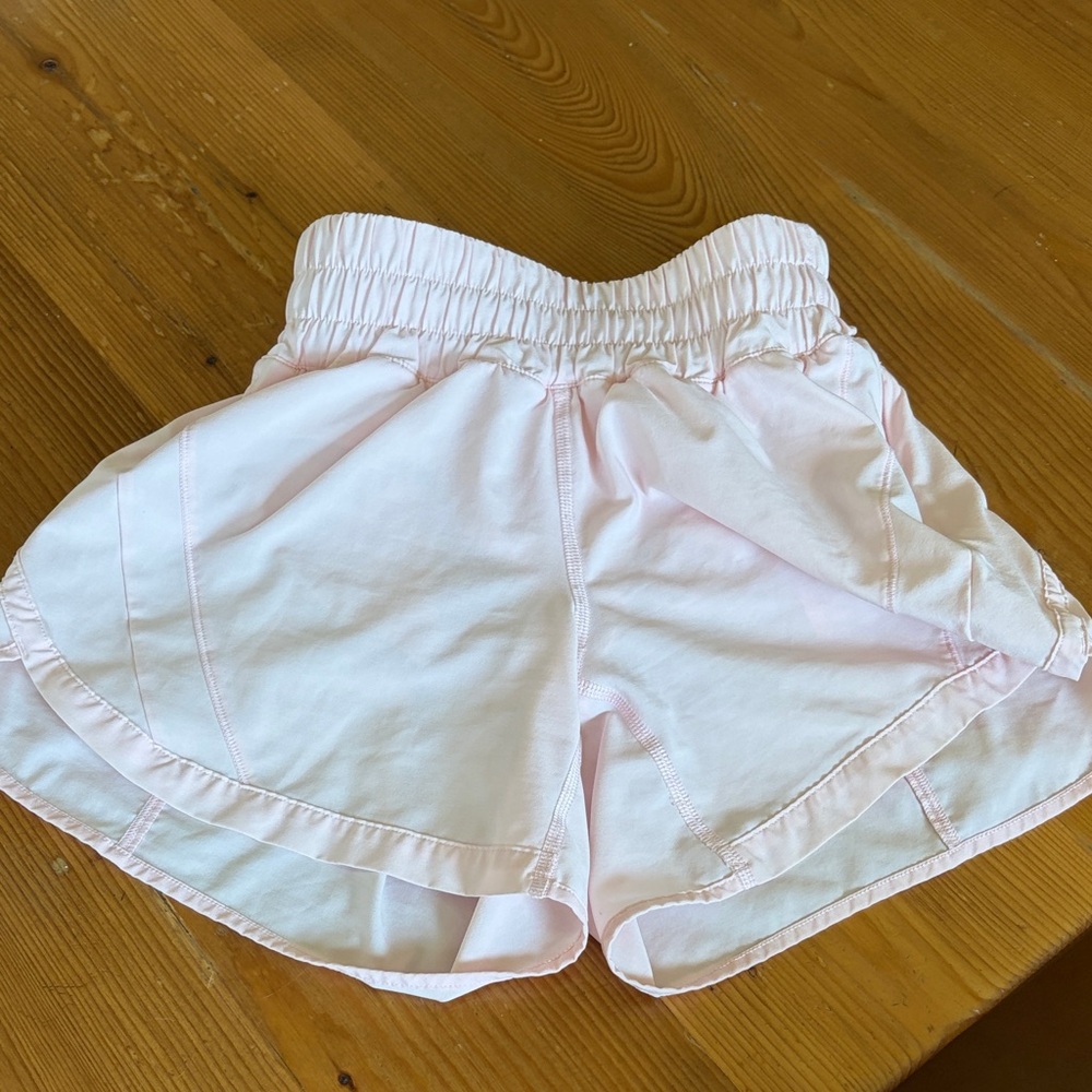 lululemon athletica light pink ruffle hem shorts